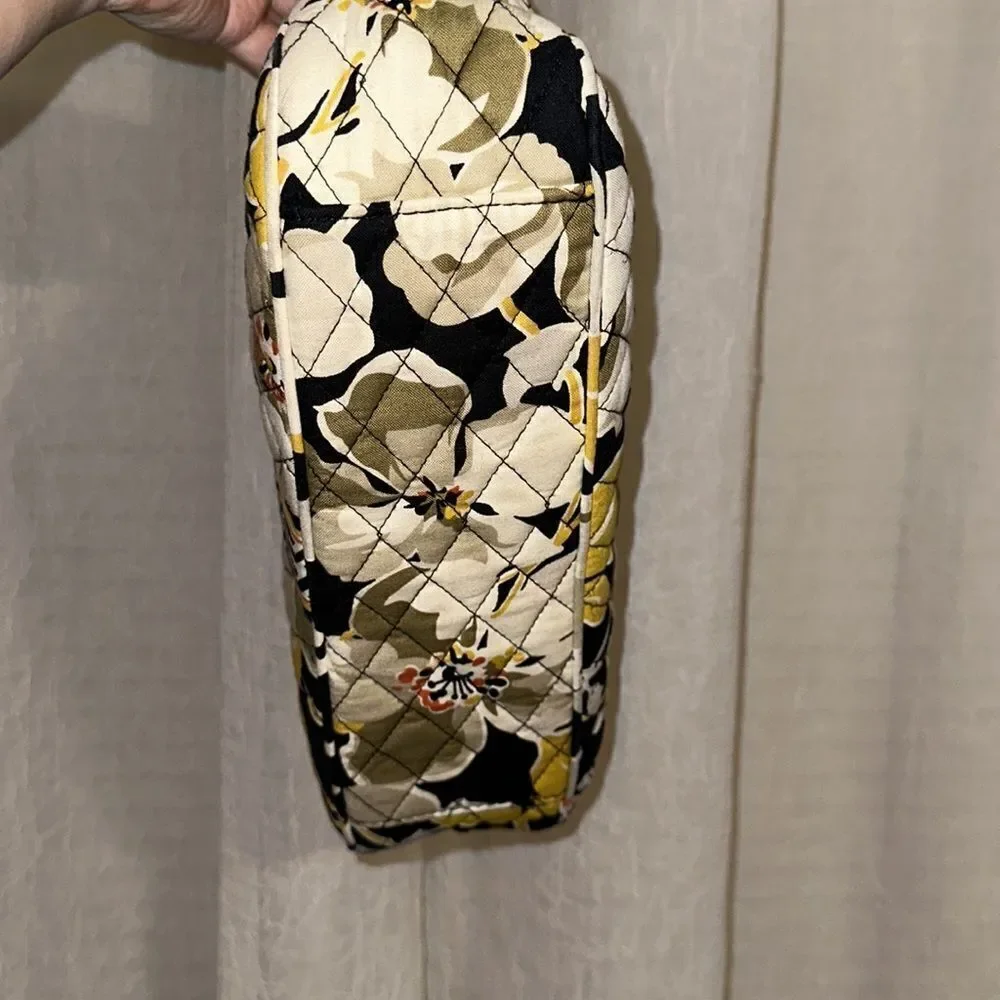 Vera Bradley Ivory Gold White Black Floral Quilted Hobo Bag Dogwood Print